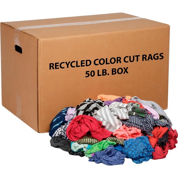 Global Industrial 50 Lb. Box Recycled Cut Rags, Mixed Colors 670226